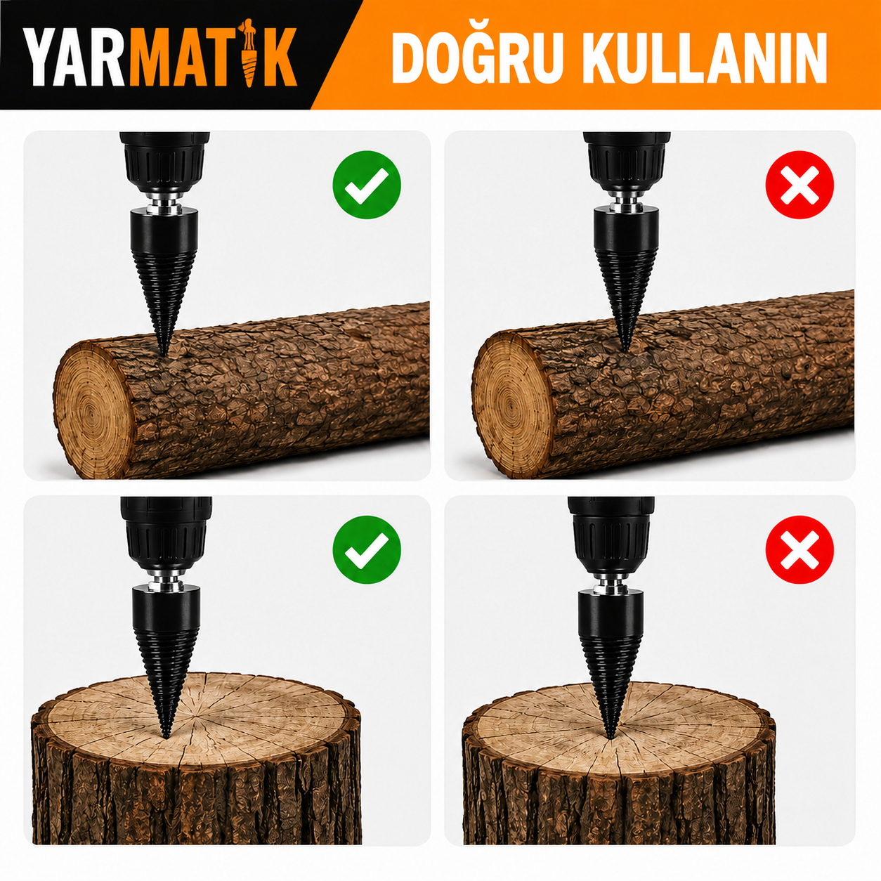 YARMATİK™ Matkap Uyumlu Odun Yarma Ucu