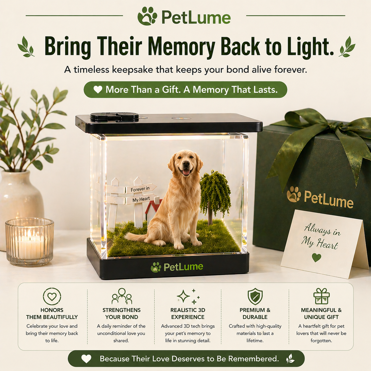 PetLume™ Personalized Pet Hologram Memory