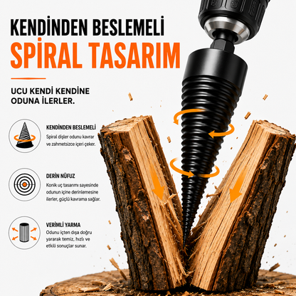 YARMATİK™ Matkap Uyumlu Odun Yarma Ucu